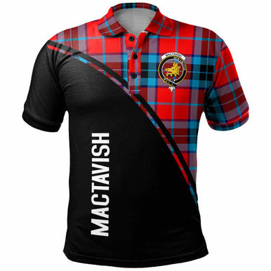 Scottish MacTavish Clan Crest Tartan Curve Polo Shirt Front Side Tartan Plaid