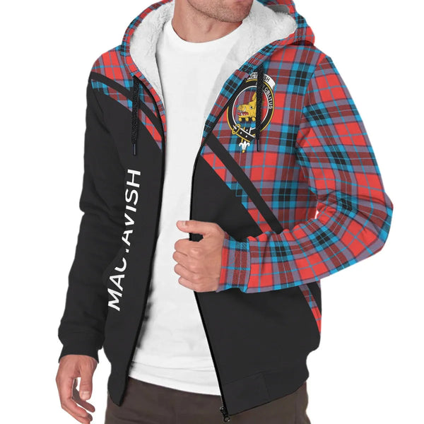 Scottish MacTavish Clan Crest Tartan Curve Sherpa Hoodie