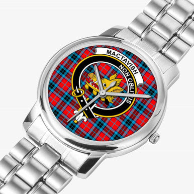Scottish MacTavish Clan Crest Tartan Folding Clasp Steel Quartz Watches Tartan Plaid Silver 2