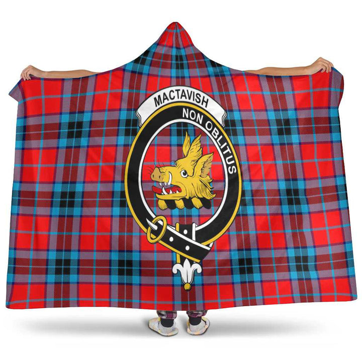 Scottish MacTavish Clan Crest Tartan Hooded Blanket Tartan Plaid 1