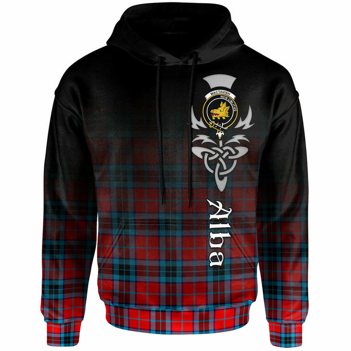 Scottish MacTavish Clan Crest Tartan Hoodie - Alba Gu Brath Family Crest Celtic Inspired Front Side Tartan Plaid