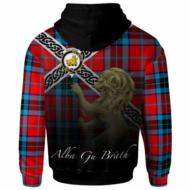 Scottish MacTavish Clan Crest Tartan Hoodie - Scotland Lion Back Side Tartan Plaid