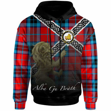 Scottish MacTavish Clan Crest Tartan Hoodie - Scotland Lion Front Side Tartan Plaid