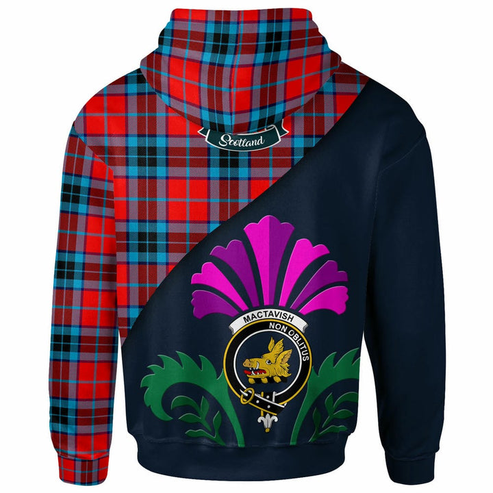 Scottish MacTavish Clan Crest Tartan Hoodie - Scotland Thistle Style Back Side Tartan Plaid