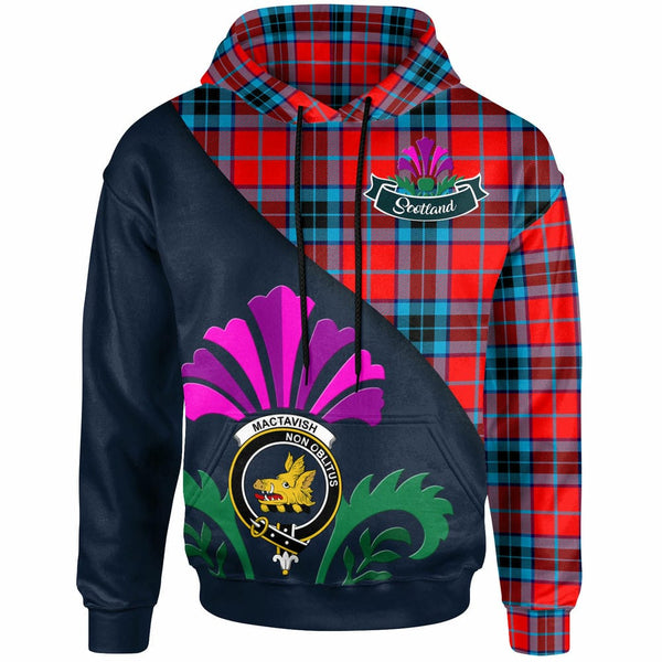 Scottish MacTavish Clan Crest Tartan Hoodie - Scotland Thistle Style Front Side Tartan Plaid