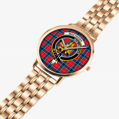 Scottish MacTavish Clan Crest Tartan Instafamous Steel Quartz Watches Tartan Plaid Rose Gold 2