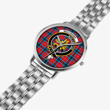 Scottish MacTavish Clan Crest Tartan Instafamous Steel Quartz Watches Tartan Plaid Silver 2