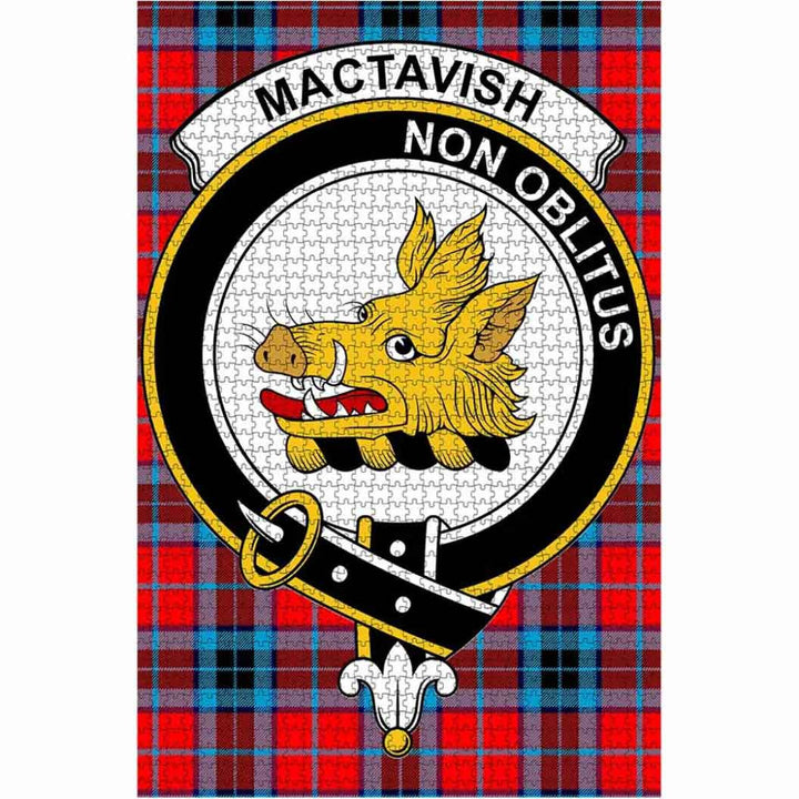Scottish MacTavish Clan Crest Tartan Jigsaw Puzzle 1