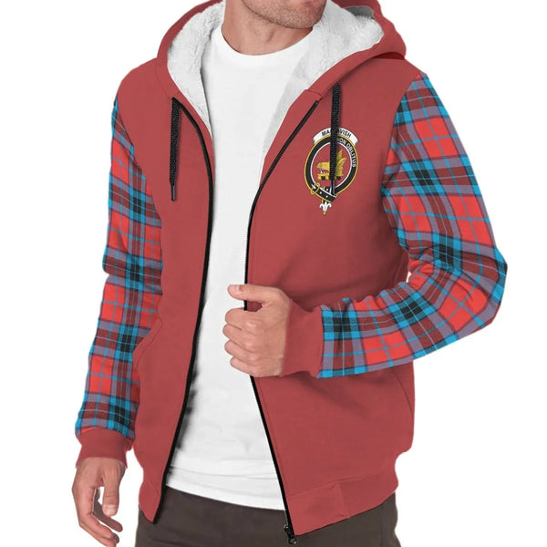 Scottish MacTavish Clan Crest Tartan Plaid Sleeve Sherpa Hoodie