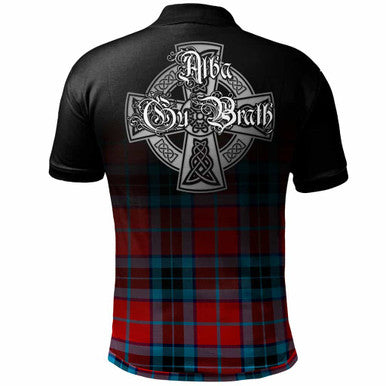 Scottish MacTavish Clan Crest Tartan Polo Shirt - Alba Gu Brath Family Crest Celtic Inspired Back Side Tartan Plaid