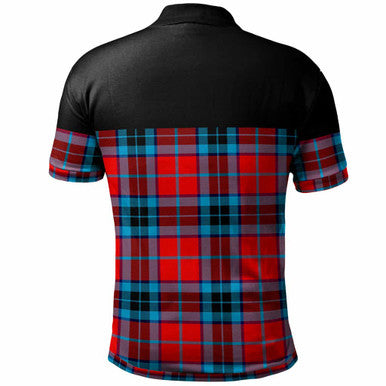 Scottish MacTavish Clan Crest Tartan Polo Shirt - Horizontal Style Back Side Tartan Plaid