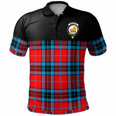 Scottish MacTavish Clan Crest Tartan Polo Shirt - Horizontal Style Front Side Tartan Plaid