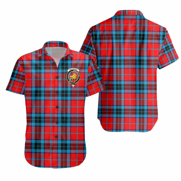 Scottish MacTavish Clan Crest Tartan Short Sleeve Shirt Tartan Plaid