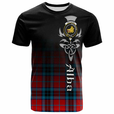 Scottish MacTavish Clan Crest Tartan T-Shirt - Alba Gu Brath Family Crest Celtic Inspired Front Side Tartan Plaid