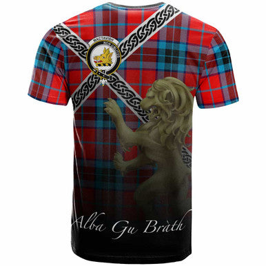 Scottish MacTavish Clan Crest Tartan T-Shirt - Celtic With Scotland Lion Back Side Tartan Plaid