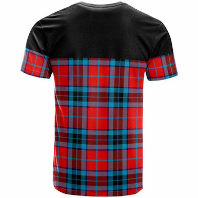 Scottish MacTavish Clan Crest Tartan T-Shirt - Horizontal Style Back Side Tartan Plaid