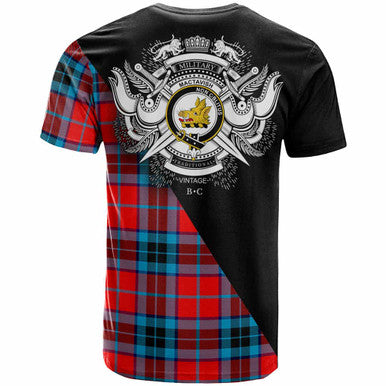 Scottish MacTavish Clan Crest Tartan T-Shirt - Military Logo Back Side Tartan Plaid