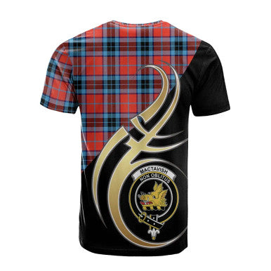 Scottish MacTavish Modern Clan Crest Tartan T-Shirt Believe in Me Back Side Tartan Plaid