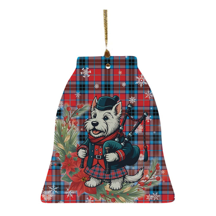Scottish MacTavish Modern Clan Tartan Ceramic Ornament Cute Scottish Terrier Dog Bell Style Tartan Plaid