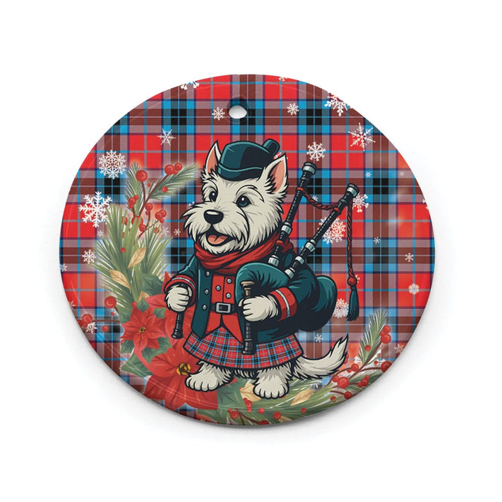 Scottish MacTavish Modern Clan Tartan Ceramic Ornament Cute Scottish Terrier Dog Circle Style Tartan Plaid