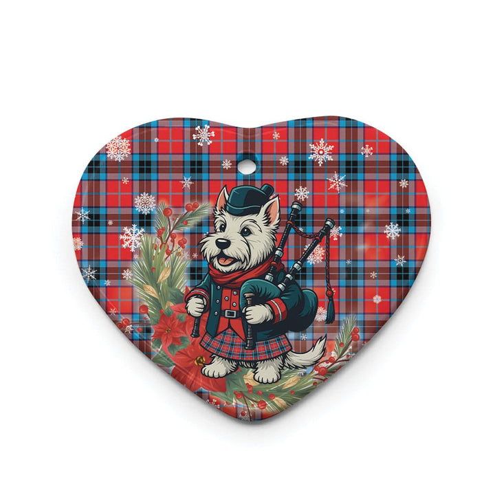 Scottish MacTavish Modern Clan Tartan Ceramic Ornament Cute Scottish Terrier Dog Heart Style Tartan Plaid