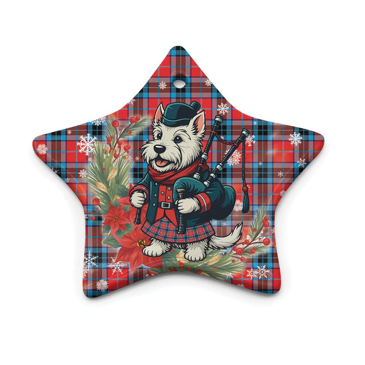 Scottish MacTavish Modern Clan Tartan Ceramic Ornament Cute Scottish Terrier Dog Star Style Tartan Plaid