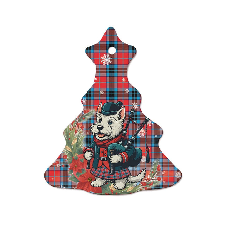 Scottish MacTavish Modern Clan Tartan Ceramic Ornament Cute Scottish Terrier Dog Tree Style Tartan Plaid