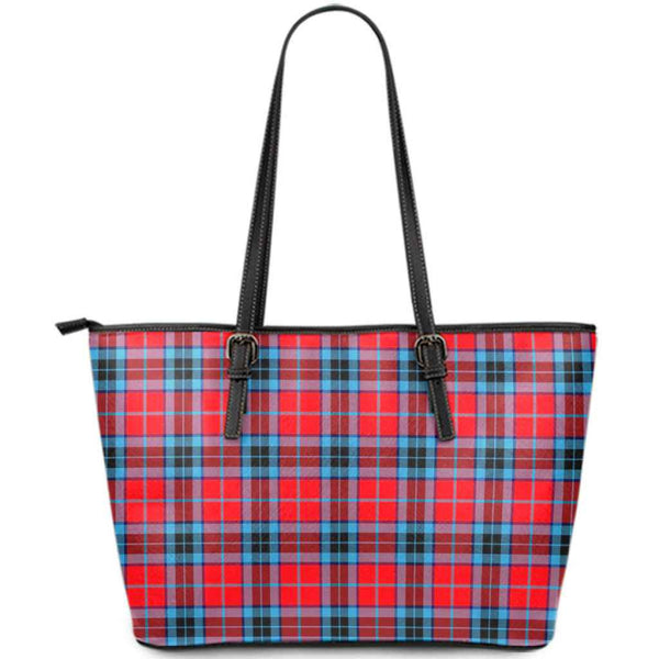 Scottish MacTavish Modern Clan Tartan Leather Tote Tartan Plaid