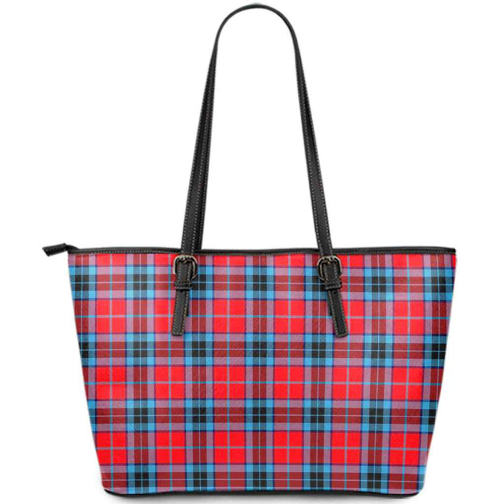 Scottish MacTavish Modern Clan Tartan Leather Tote Tartan Plaid
