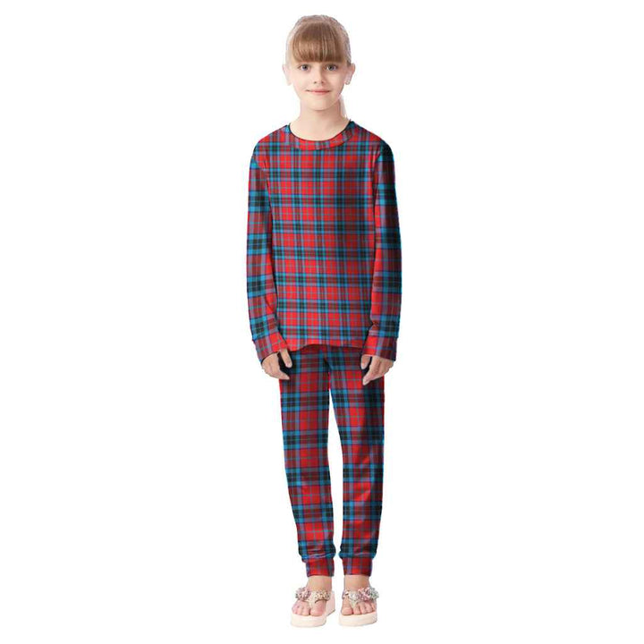 Scottish MacTavish Modern Clan Tartan Pajama Set Kid Front Side Tartan Plaid