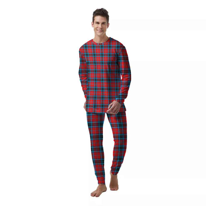 Scottish MacTavish Modern Clan Tartan Pajama Set  Men Front Side Tartan Plaid