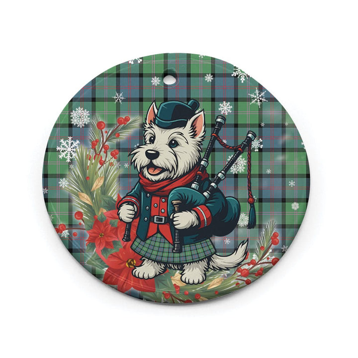Scottish MacThomas Ancient Clan Tartan Ceramic Ornament Cute Scottish Terrier Dog Circle Style Tartan Plaid