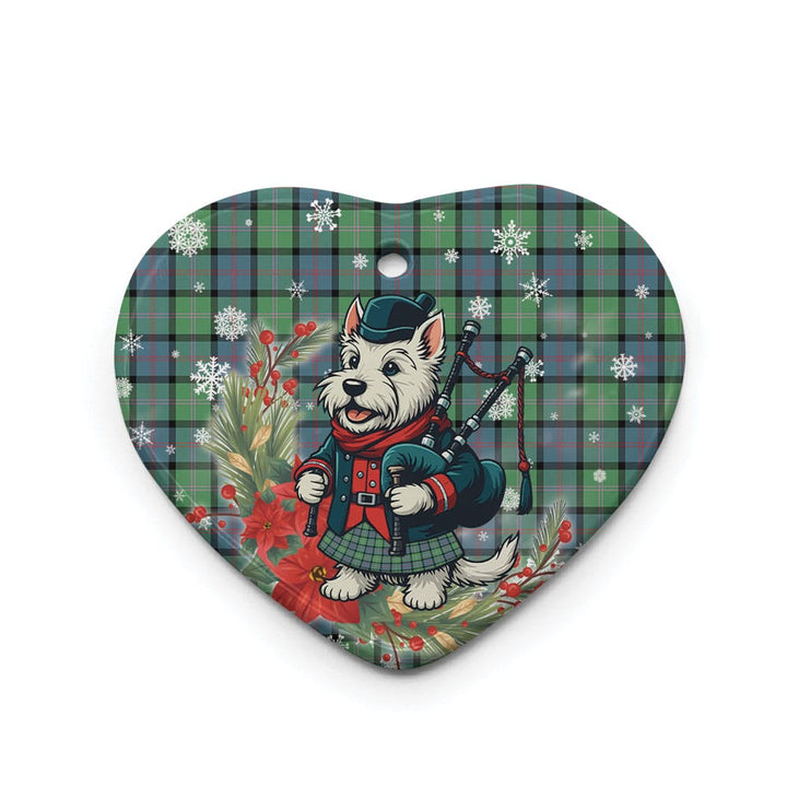 Scottish MacThomas Ancient Clan Tartan Ceramic Ornament Cute Scottish Terrier Dog Heart Style Tartan Plaid