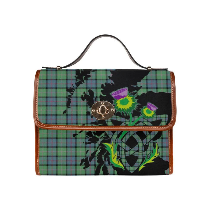 Scottish MacThomas Ancient Clan Tartan Waterproof Canvas Bag With Thistle Tartan Plaid 1