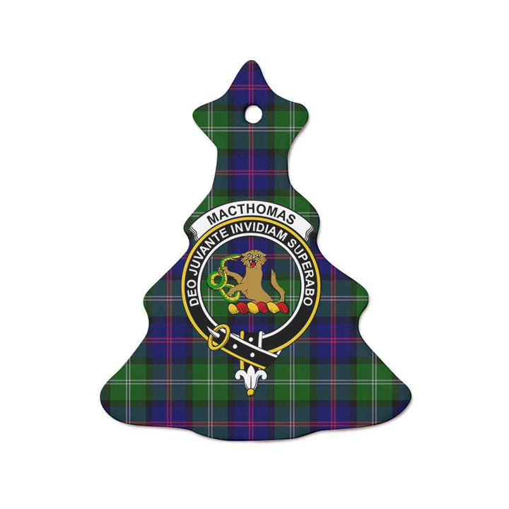 Scottish MacThomas Clan Crest Tartan Ceramic Ornament Tree Shape Tartan Plaid