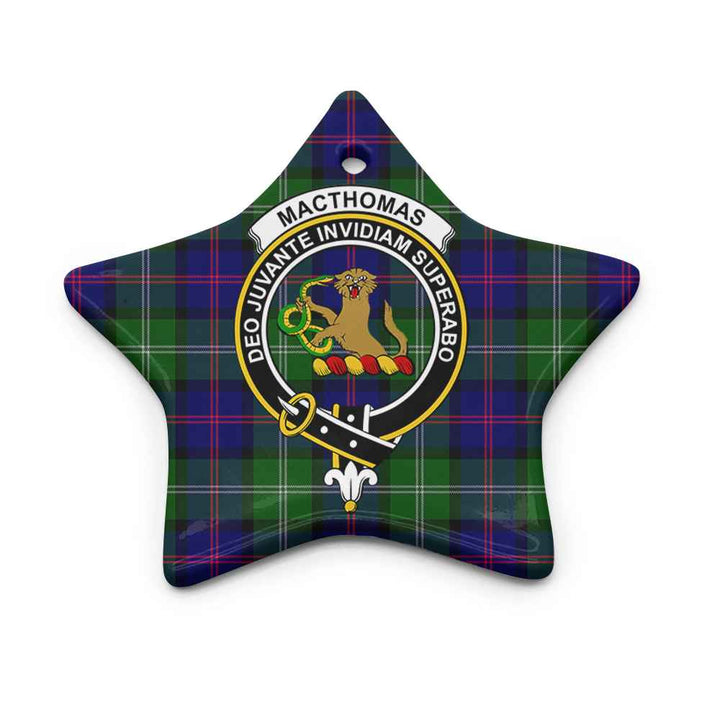Scottish MacThomas Clan Crest Tartan Ceramic Ornament Star Shape Tartan Plaid