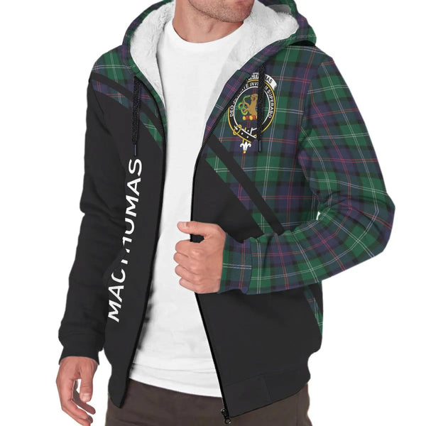 Scottish MacThomas Clan Crest Tartan Curve Sherpa Hoodie