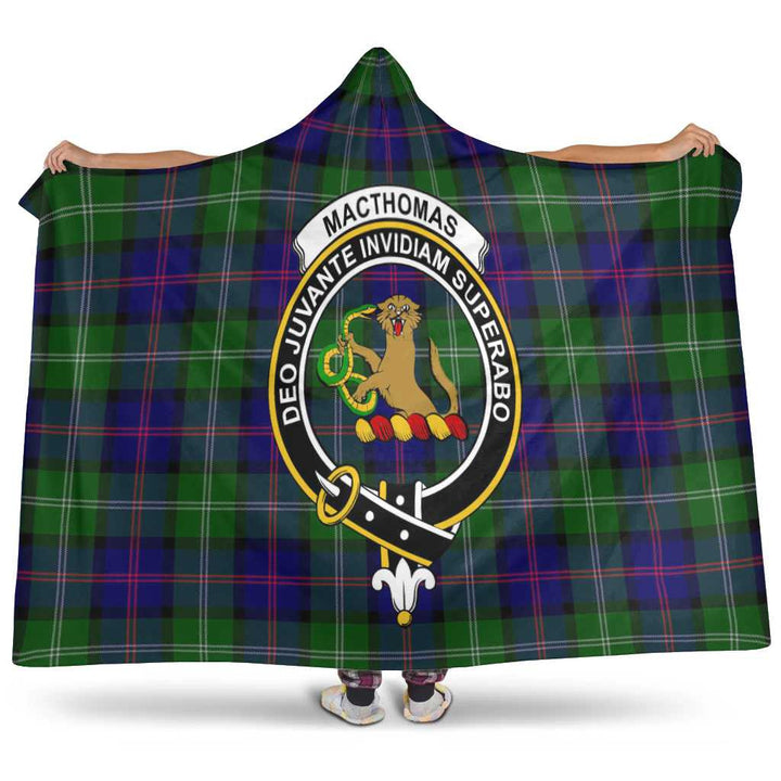 Scottish MacThomas Clan Crest Tartan Hooded Blanket Tartan Plaid 1