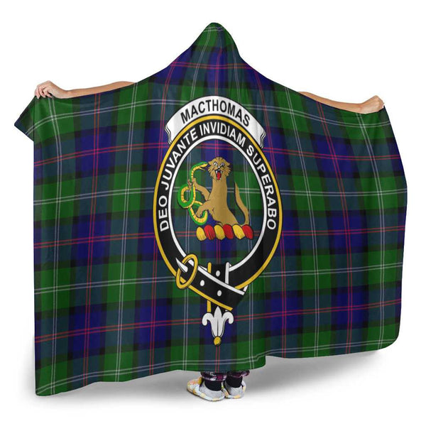 Scottish MacThomas Clan Crest Tartan Hooded Blanket Tartan Plaid 2