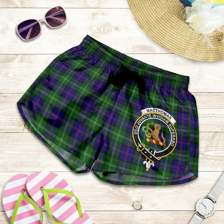 Scottish MacThomas Modern Clan Crest Tartan Women Shorts
