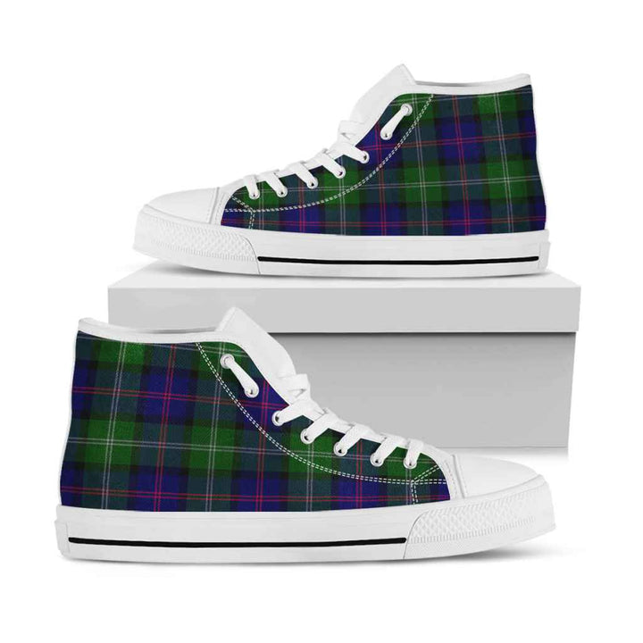 Scottish MacThomas Modern Clan Tartan High Top Shoes White Sole Tartan Plaid