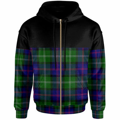 Scottish MacThomas Modern Clan Tartan Hoodie - Horizontal Style Zip Tartan Plaid