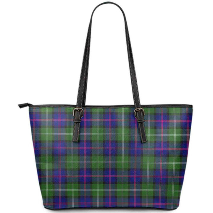 Scottish MacThomas Modern Clan Tartan Leather Tote Tartan Plaid