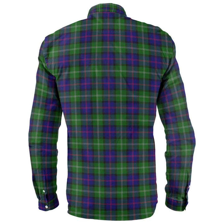 Scottish MacThomas Modern Clan Tartan Long Sleeve Shirt Back Side Tartan Plaid