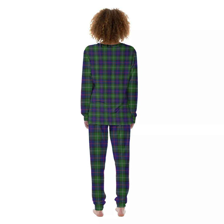 Scottish MacThomas Modern Clan Tartan Pajama Set Women Back Side Tartan Plaid