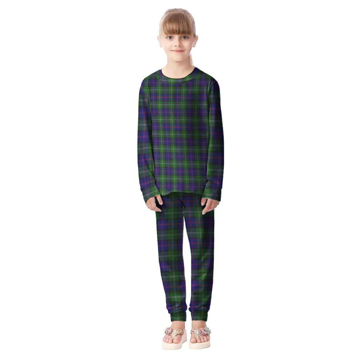 Scottish MacThomas Modern Clan Tartan Pajama Set Kid Front Side Tartan Plaid