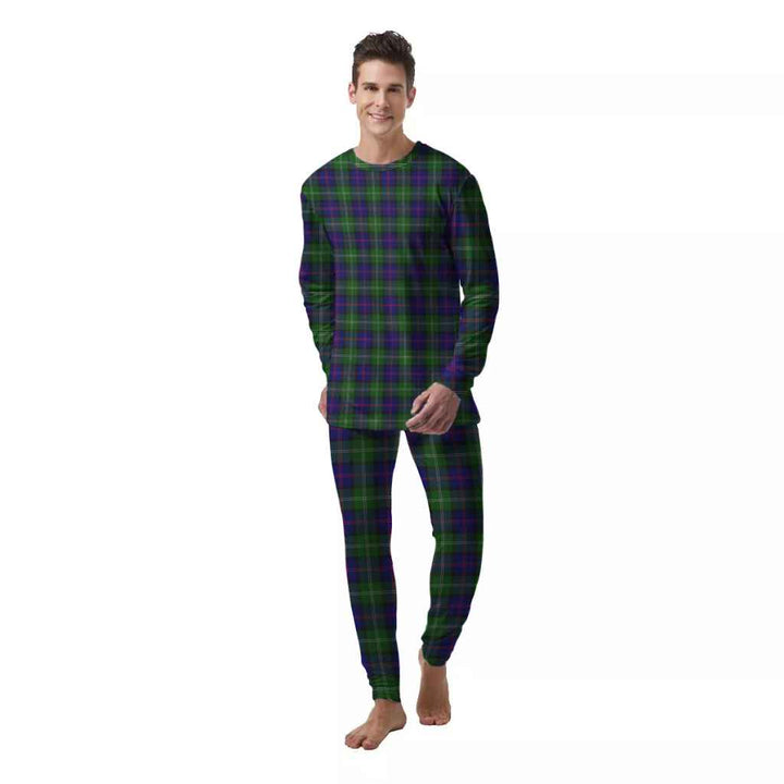 Scottish MacThomas Modern Clan Tartan Pajama Set  Men Front Side Tartan Plaid