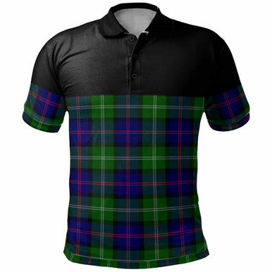 Scottish MacThomas Modern Clan Tartan Polo Shirt - Horizontal Style Front Side Tartan Plaid