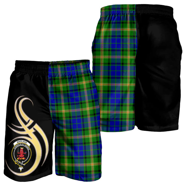 Scottish Maitland Clan Crest Tartan Believe in Me Men's Shorts