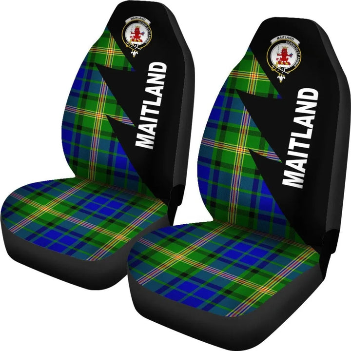 Scottish Maitland Clan Crest Tartan Car Seat Covers - Flash Style 2